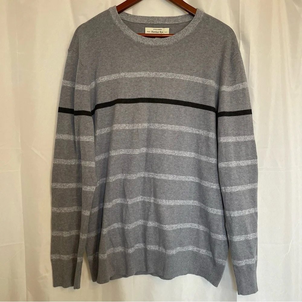 HAWKER RYE Men’s Grey Cashmere Cotton Long Sleeve Sweater Size Large